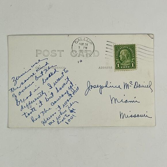 1930 RPPC Native American Laguna Woman Baking Bread Franklin 1c Stamp Postcard - Picture 2 of 5